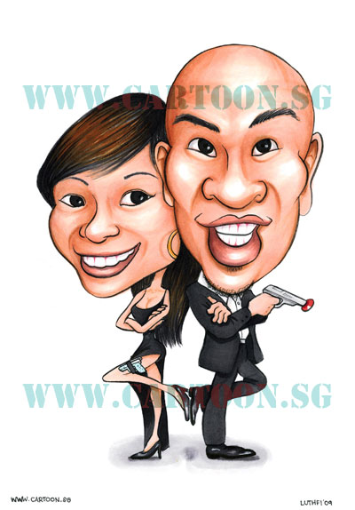 Cartoon Caricatures for wedding invitation card and signin board