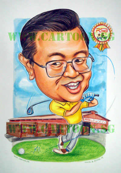golf swing cartoon. Golf-Nut-Boss-Caricature