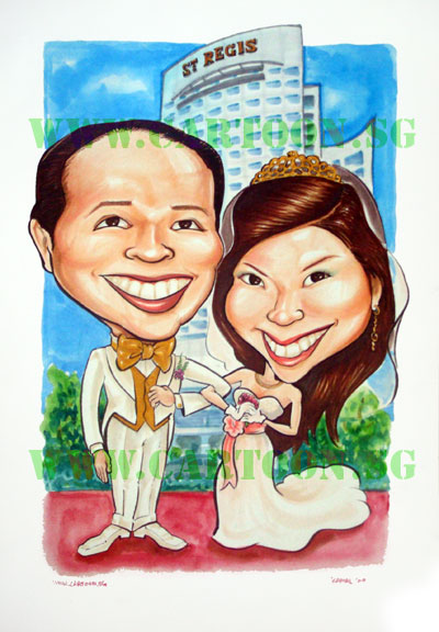 This caricature was ordered for the lucky couples wedding invitation