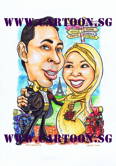 Tagged funny cartoon drawing of people singapore wedding caricatures