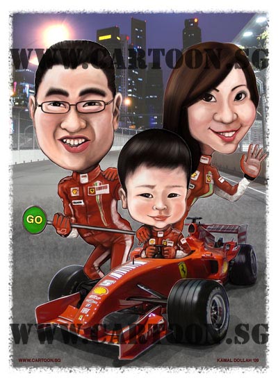f1-digital-singapore-caricature-racing-family